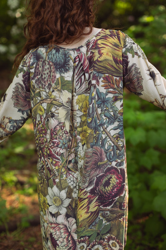 "Love Grows Wild" Silk Bamboo Artist Dress Tunic beautiful floral print detail