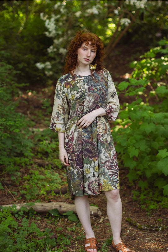 Lovely "Love Grows Wild" Silk Bamboo Artist Dress Tunic w/ Pockets