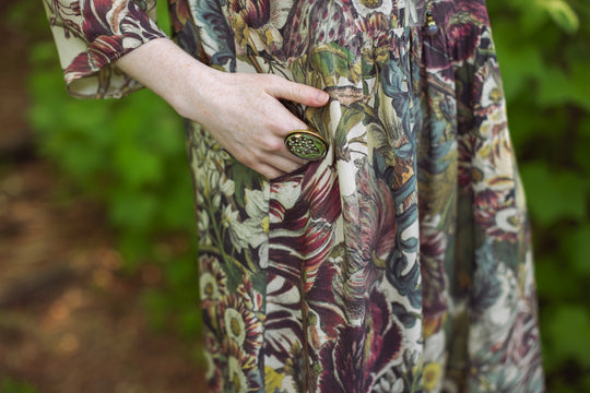 "Love Grows Wild" Silk Bamboo Artist Dress Tunic pocket detail