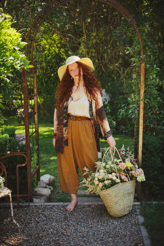 The Artist bamboo kimono cardigan styled front