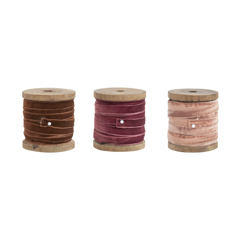 Velvet Ribbon on Wood Spool | 10 Yards