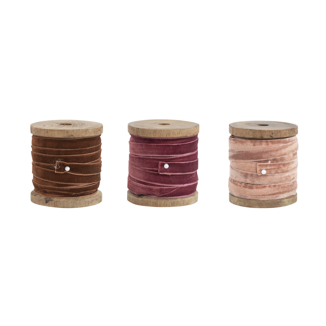 Velvet Ribbon on Wood Spool | 10 Yards