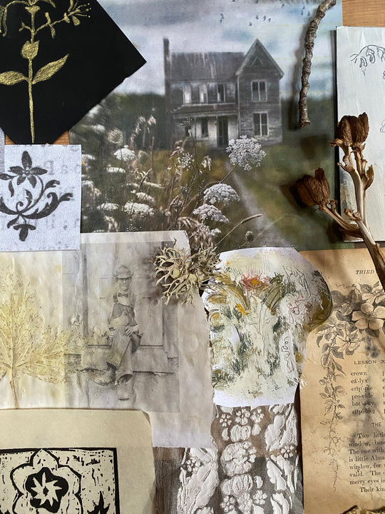 Art examples at the Botanist's Garden mixed media retreat
