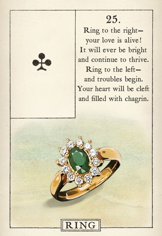 Blue Bird Lenormand Fortune Telling Cards; Ace of clubs; Ring