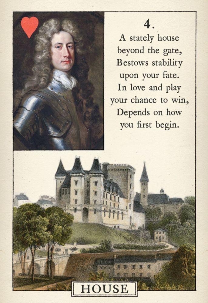 Blue Bird Lenormand Fortune Telling Cards; king of hearts, House