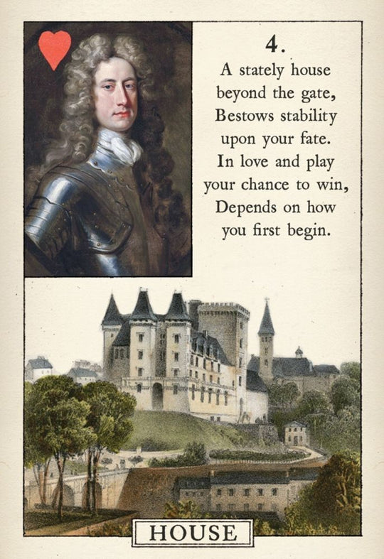 Blue Bird Lenormand Fortune Telling Cards; king of hearts, House