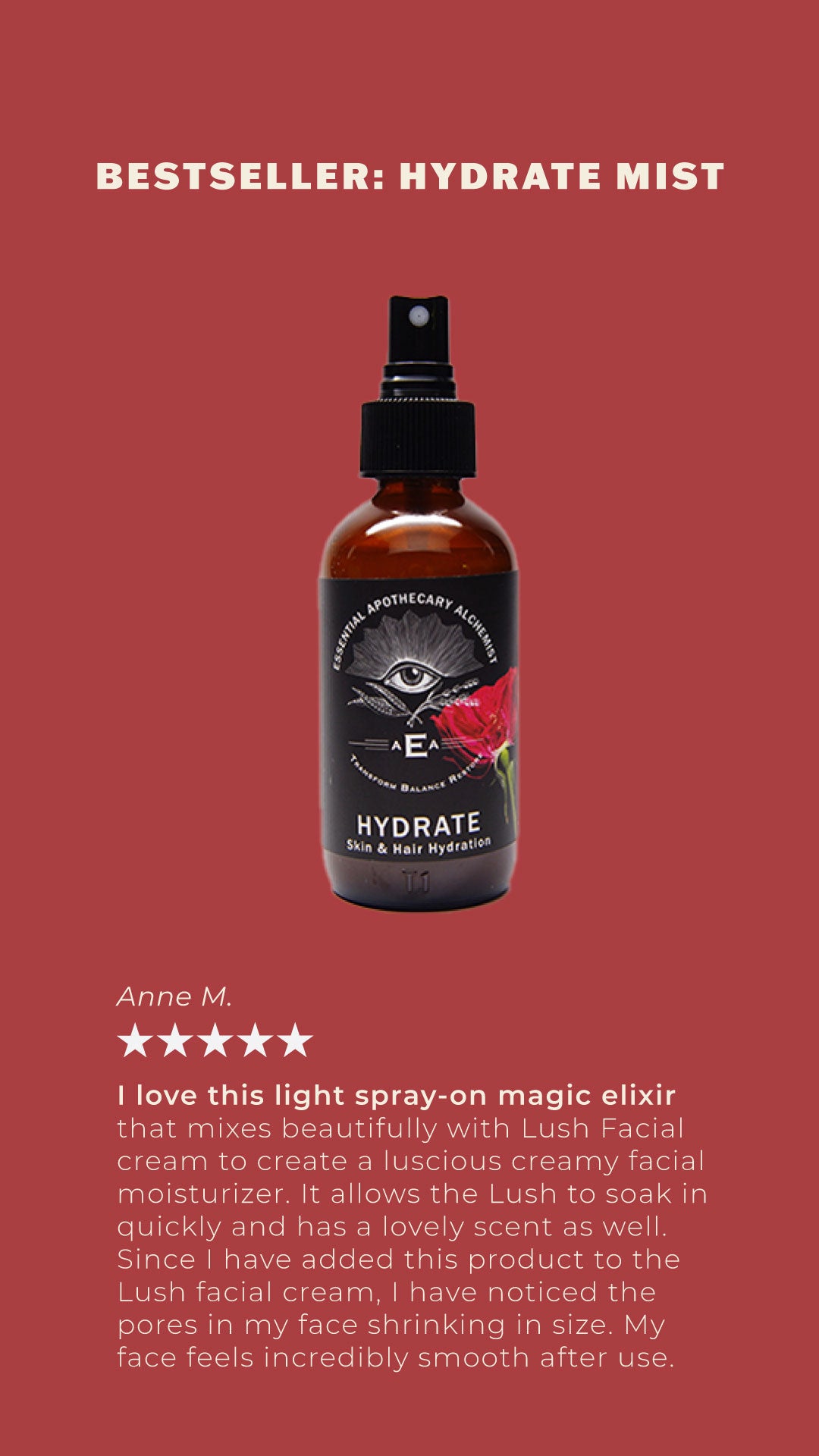 Hydrate moisturizing skin and hair mist