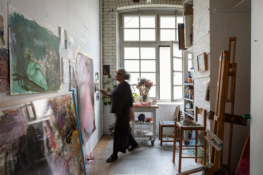 Abstract painter Elaine Speirs in her studio