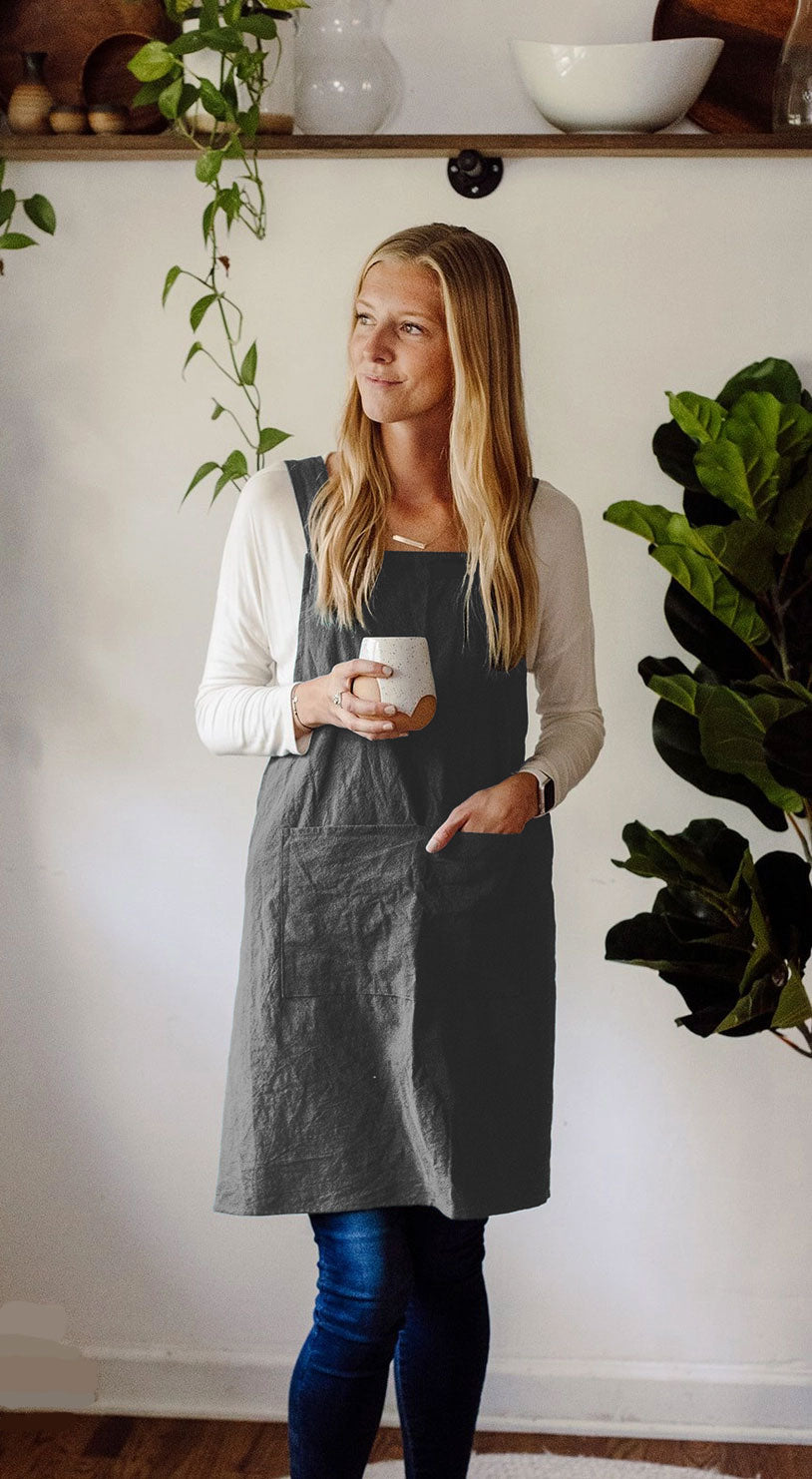 grey cotton apron