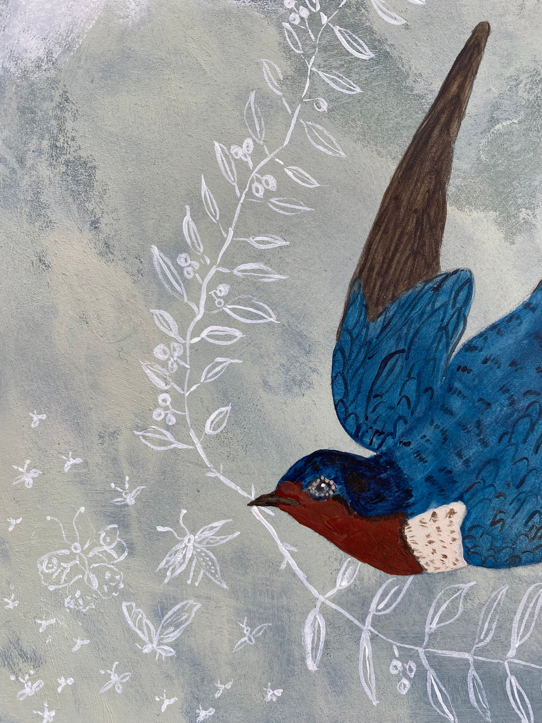 Blue bird painting by artist Kate Poole