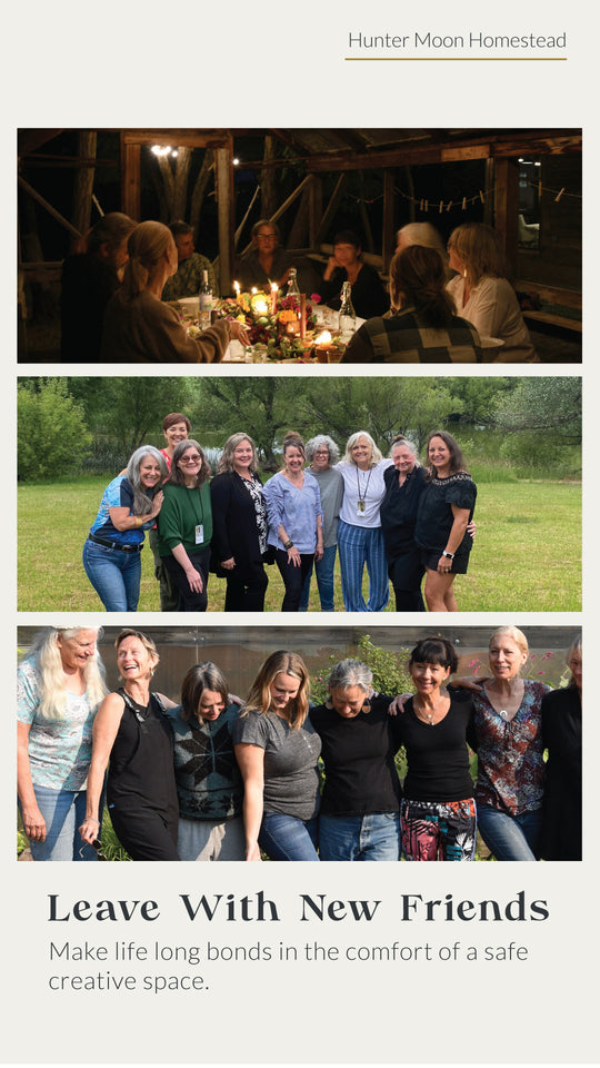 Collage of people at a gathering with text about making lifelong bonds.