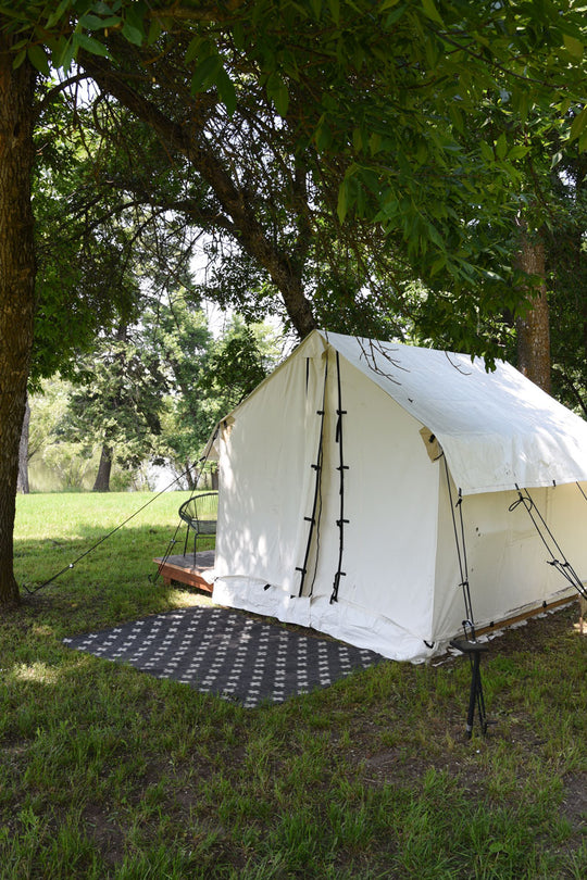Canvas glamping tent at Hunter Moon Homestead