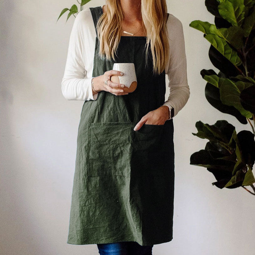 Green cotton artist apron
