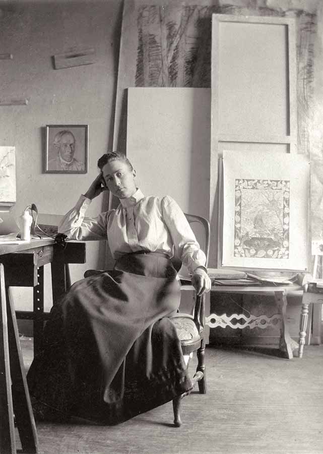 Hilma Af Klint in her studio