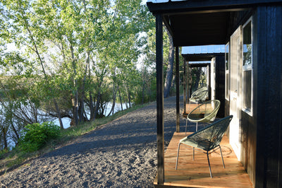 Pond view cabin at Hunter Moon Homestead