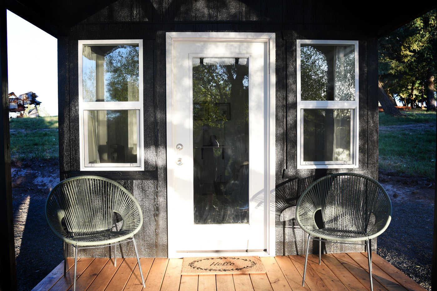 Cabin private patio at Hunter Moon Homestead